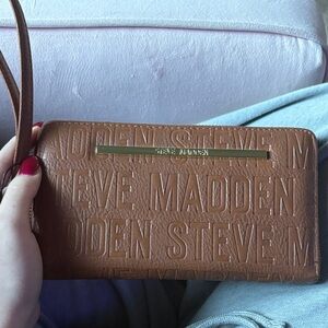 Steve Madden Tan Embossed Zip Wristlet